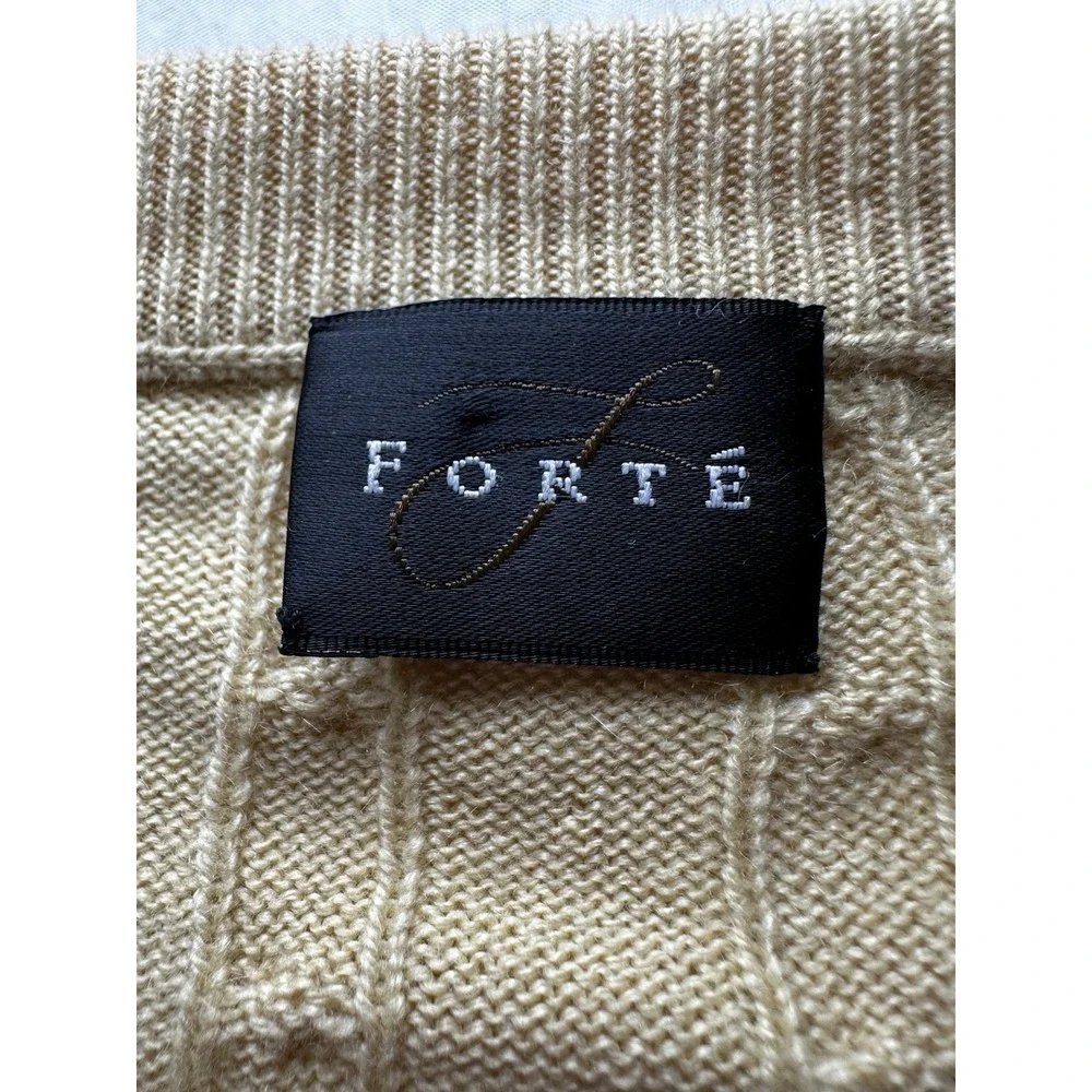 Forte Cable Knit Sweater Mens‎ Large Cashmere Silk Blend Lightweight Soft